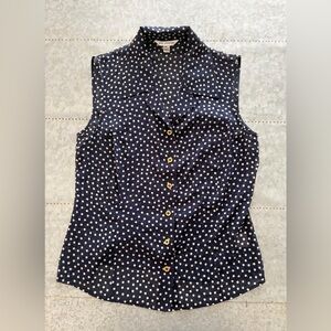 St. John Sheer Polka Dot Sleeveless Blouse Size 8 US